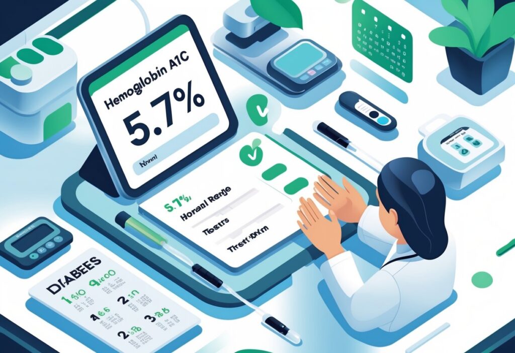 Profissional de saúde mostrando resultados de exame de sangue para um paciente em um laboratório médico.