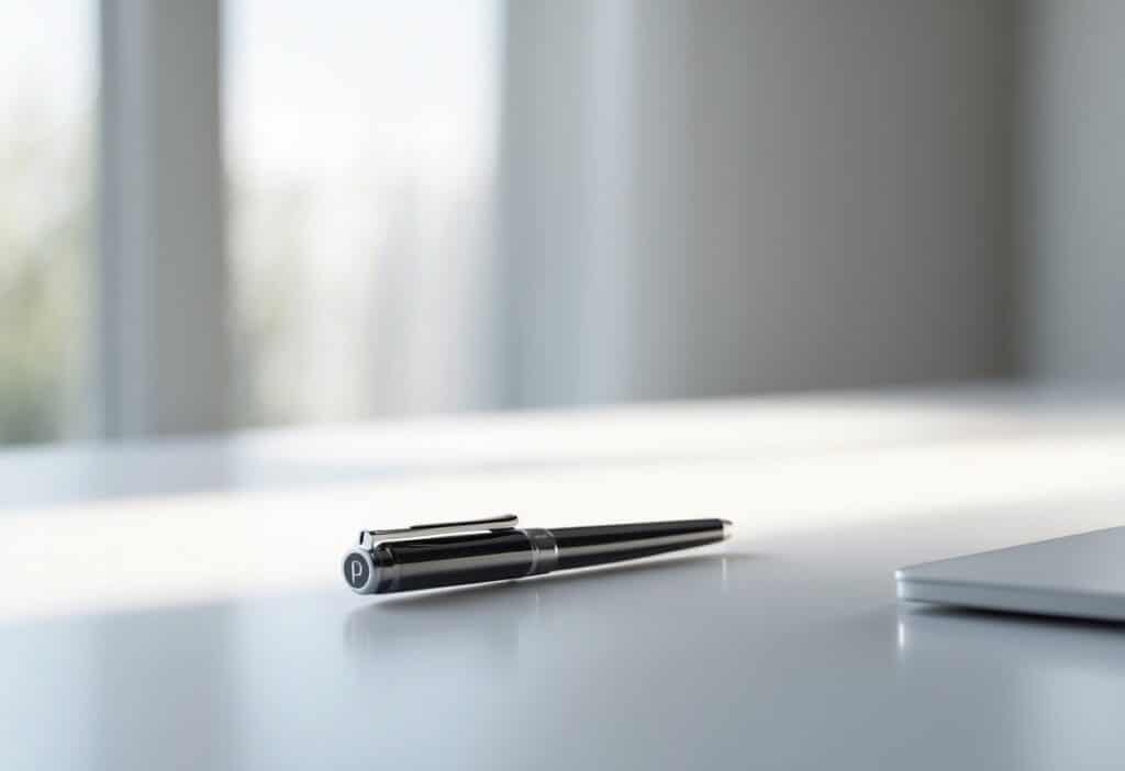 Objeto moderno e elegante colocado sobre uma mesa branca limpa.