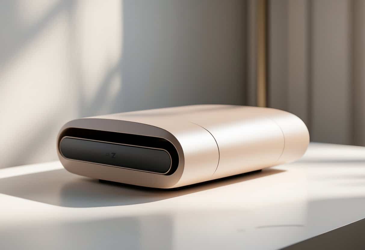 Objeto moderno e elegante começando com a letra Z sobre uma superfície limpa e fundo desfocado.